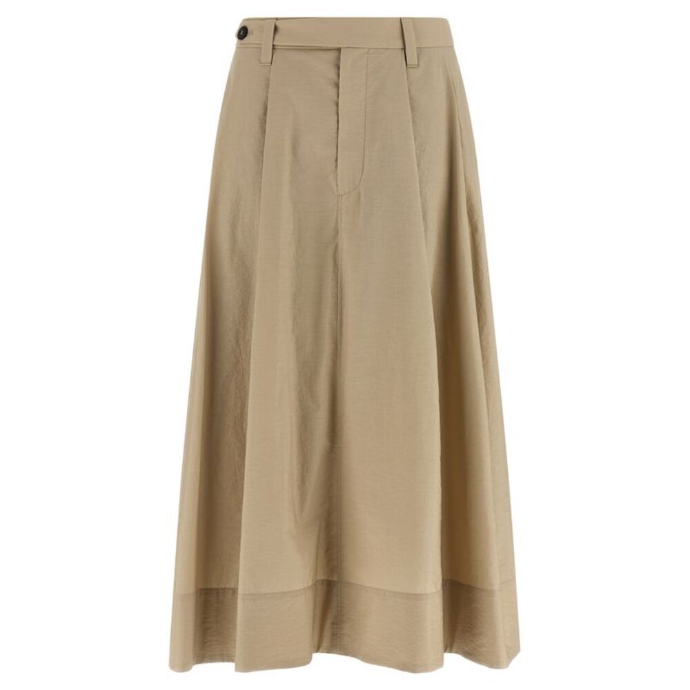 Brunello Cucinelli Beige Cotton Midi Women's Skirt